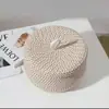 Nueva caja de almacenamiento de cuerda de algodón, cesta de almacenamiento redonda con tapa, cesta de almacenamiento de calabaza, cesta para snacks, cesta para huevos, cesta organizadora para artículos diversos
