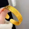 Nuevo Pulsera de Loto de Cara Ancha Estilo Chino con Ocho Tesoros Grabados Pulsera Abierta Sólida Estilo Chino Retro Mismo Estilo Tienda de Oro