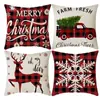 Amazon Transfronterizo Temu Nuevo Cojín de Almohada Navideño Decoración para el Hogar Felpa Corta Lino Funda de Almohada Estampada