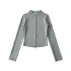 Top Cárdigan Deportivo y de Fitness de Media Altura con Manga Corta y Larga, Nueva Chaqueta Elegante de Corte Ajustado Adelgazante para Primavera