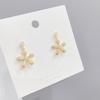 Corea del Sur Dongdaemun Aguja de Plata s925 Micro-incrustado Zirconia Aretes de Flor Súper Hada Pétalo Pequeño Fresco Combinan con Todo Elegantes