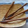 Tenedor de postre de madera de dos ángulos estilo japonés tenedor de nanmu tenedor de madera para fruta tenedor para ensalada suministro de fábrica