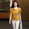 Camisa Feminina Elegante Estilo Coreano de Manga Curta, Novo Modelo de Verão, Estilosa e Versátil, Blusa Rejuvenescedora para Figuras Baixas