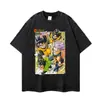 Camiseta de Algodón Puro Manga Corta Cuello Redondo Holgada Estilo Callejero Estampado de Anime Cómic Japonés Ropa Masculina y Femenina Ropa Masculina Transfronteriza