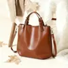 Bolsa Tote de Couro Genuíno para o Dia a Dia, Bolsa de Ombro Tipo Saco de Couro de Alta Qualidade, Luxo Leve, Grande Capacidade, Bolsa de Couro de Vaca de Primeira Camada para Mulheres