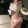 ¡NuomuSweetheart Chica Linda! Pantaletas con cordones para mujer con un diseño de triángulo dulce francés que se puede desatar