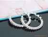 Brincos grandes europeus e americanos banhados a prata 40mm brincos sem furo com strass brincos de círculo exagerados da moda brincos para mulheres