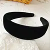 Diadema de Borgoña Estilo Francés de Corona Alta con Esponja para Lavar la Cara, Diadema de Terciopelo de Ala Ancha para Mujer, Tocado de Temperamento Vintage