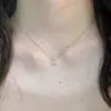 Pingente de Flor de Cinco Folhas com Mini Strass Colar Ultrafino Corrente de Suéter de Luxo de Alta Qualidade para Mulheres