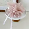 Diadema de Malla Perlada Exquisita Coreana 2026 Nuevo Estilo Scrunchie para Mujer con Lazo y Cinta para el Cabello