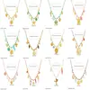 Colección de Collares Coloridos Estilo Océano con Goteo de Aceite, Cadena para Clavícula de Concha Estrella de Mar Sol Perla de Imitación, Joyería al por Mayor Estilo Vacacional