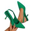 Sandalias de tacón alto de talla grande europeas y americanas con parte superior abrochada y correa de viaje trasera vacía, zapatos nuevos de boca poco profunda de punta, tacón de aguja europeo y americano, zapatos de tacón alto
