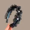 Faixa de Cabelo Versátil Doce Estilo Chanel Coreana e Japonesa Renda Feita à Mão Faixa de Cabelo de Fada de Alta Qualidade Coroa Alta Faixa de Cabelo Feminina com Pérolas