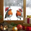 BRUP Calcomanía Navideña de Petirrojo para Ventana Escena Invernal de Nieve Pájaro Pequeño Festival Cálido Navideño Calcomanía para Ventana Pintura HS-UV5763C