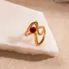 Anillo Abierto Irregular de Acero Inoxidable con Circonita Retro Europeo y Americano Moda Simple Elegante Nicho Joyería de Alta Gama para Mujeres