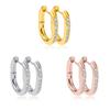 Clip para oreja de círculo personalizado transfronterizo europeo y americano de oro rosa con circonita, clip para oreja de moda de nicho con siete diamantes, arete de acero inoxidable al por mayor