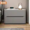 Mesita de noche de madera maciza de lujo ligero, mesita de noche moderna simple de gama alta para dormitorio, mueble de almacenamiento para el hogar con almacenamiento integrado de losa de roca