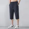 32677 Novo Produto de Verão Calças Cropped Esportivas Casuais Secagem Rápida Seda de Gelo Respirável Calças Esportivas para Homens Esportes Casuais Fitness