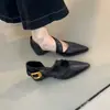 Moda Estilo Coreano Hebilla de Moda Correa Única de Moda 2026 Verano Otoño Tacón Grueso Temperamento Femenino Hueco Simple Versátil Zapatos Adelgazantes