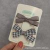 Coreano-estilo doce criança menina pequeno grampo de cabelo cinza houndstooth pequeno arco lateral clipe franja clipe conjunto de grampo de cabelo