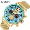 MEGIR venta al por mayor transfronteriza y dropshipping cronógrafo de tres ojos y seis manecillas reloj de cuarzo reloj para hombre 2249