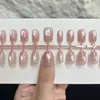 30 Piezas de Uñas Postizas Removibles Semi-Acabadas Estilo Ojo de Gato Rosa Nude Transparente Hielo, Efecto Iluminador, Sensación de Alta Gama, Uñas Postizas de Color Sólido Versátiles