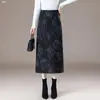 Falda Midi Personalizada con Estampado Hanfu y Abertura Trasera para Mujer Otoño Invierno 2026 Nuevo Cintura Alta Casual Bodycon Show
