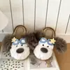 Chinelos de algodão fofos e doces com design de cachorro de orelha caída para mulheres, novo modelo outono e inverno 2026, chinelos peludos versáteis sem cadarço para uso externo