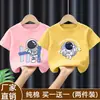 Camiseta de Verão de Algodão Puro de Manga Curta para Meninos 2026 Nova Estampa de Desenho Roupas Infantis Tops Finos para Bebês Meninos t