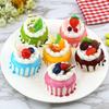 Simulação Mini conjunto de bolo pequeno redondo creme bolo de frutas modelo pu triângulo bolo de mousse modelo