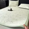 Tapete Gelado Jacquard Retrô, Tapete Macio Refrescante de Verão com Ar Condicionado, Lavável à Máquina Dobrável para Dormitório de Estudante, Conjunto de Três Peças de Seda Gelada