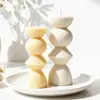 Vela Perfumada de Columna Romana Rayada Geométrica Molde de Silicona Mueble DIY Adorno Tridimensional Molde de Yeso Columna Romana