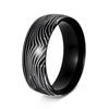 Novas Joias de Moda Europeias e Americanas da Amazon Padrão de Aço Damasco Anéis de Casal de Aço Inoxidável Anéis Esféricos Internos e Externos de 6/8mm