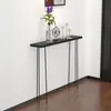 Mesa consola de entrada ultraestrecha de madera maciza nórdica contra la pared, mesa de pasillo extremadamente estrecha de arte de hierro para la entrada