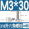 Tornillo Hexagonal Exterior de Acero Inoxidable 316 Perno Hexagonal Exterior M3M4M5M6M8M10M12M14M16M18M20M24