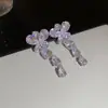 Conjunto de brincos e colar com franja em forma de gota d'água cravejado de diamantes, corrente para clavícula exagerada atmosférica europeia e americana, joias de luxo leve de alta qualidade, atacado