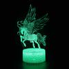 Lámpara de noche 3D creativa al por mayor con unicornio, luz LED acrílica colorida, lámpara de mesa pequeña con control remoto táctil USB