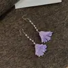 Super Hada y Suave~Flor Eterna Perla Octagonal Borla Gancho de Oreja Pendientes Versátiles Simples de Nicho de Alta Gama para Mujer