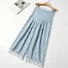 Calça de Maternidade Verão Estilo Fino 2026 Novo Modelo Comprimento Petite Comprimento 8/10 Seda de Gelo Branco Calça de Perna Larga Cenoura