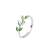 Yanni Moda Hoja Verde Gota de Aceite Diseño Creativo de Hoja Anillo Abierto Personalizado de Diamante Simple Ajustable
