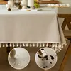 Toalha de mesa resistente a óleo, tecido de algodão e linho, à prova d'água, cor sólida, não lavável, retangular, estilo de luxo leve, adequada para mesas de jantar, escrivaninhas e mesas de centro, 2025