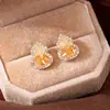 Brincos de Cabacinha de Cristal com Gradiente Laranja para Mulheres, Únicos e Simples, Brincos de Alta Qualidade com Design de Luxo Leve, Acessórios de Orelha que Aumentam a Riqueza