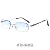 Gafas para miopía de titanio puro sin tornillos, 8 agujeros, para hombre, montura sin marco, borde de corte de acordeón simple y elegante, nuevo modelo que cambia de color