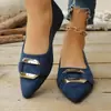 Zapatos planos de hebilla cuadrada para mujer de talla grande para otoño 2026, zapatos de trabajo cómodos de metal, zapatos de punta fina para mujer