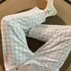 Pantalones de Pijama Rayados de Coral Fleece Estilo Coreano para Mujer, Otoño e Invierno, Engrosados, Cálidos, Suaves, Cómodos, Largos, Casuales