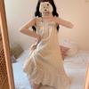 Pijama Arrugado tipo Burbuja Bata de Noche para Mujer Manga Corta Holgado Coreano Holgado Coreano Lindo Corazón de Niña Tirantes Ropa de Casa Venta al por Mayor Transfronteriza