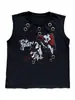 Transfronterizo Estilo Americano Y2K Verano Retro Calle Alta Abotonada Estampada Diseño Personalizado Harajuku Gótico Oscuro Camiseta sin Mangas
