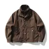 Jaqueta de Lona Lavada Retrô Japonesa Rumeng Marca Tendência Roupa de Trabalho Masculina Outono Solta Casual Versátil Estilo Outdoor