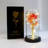 Regalo de San Valentín para Novia Luz Nocturna de Rosa Luz LED Cubierta Acrílica Flor de Pan de Oro Caja de Regalo Regalo de Navidad