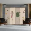 Nova divisória de tela estilo chinês para sala de estar, hall de entrada e decoração de sala de chá, simples, dobrável, móvel, biombo dobrável de bambu dupla face